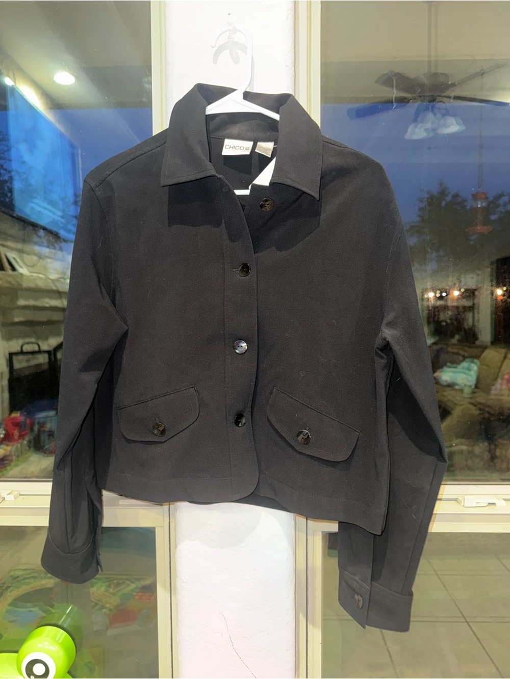 Chico’s Black Cropped Jacket Size 1 NWT